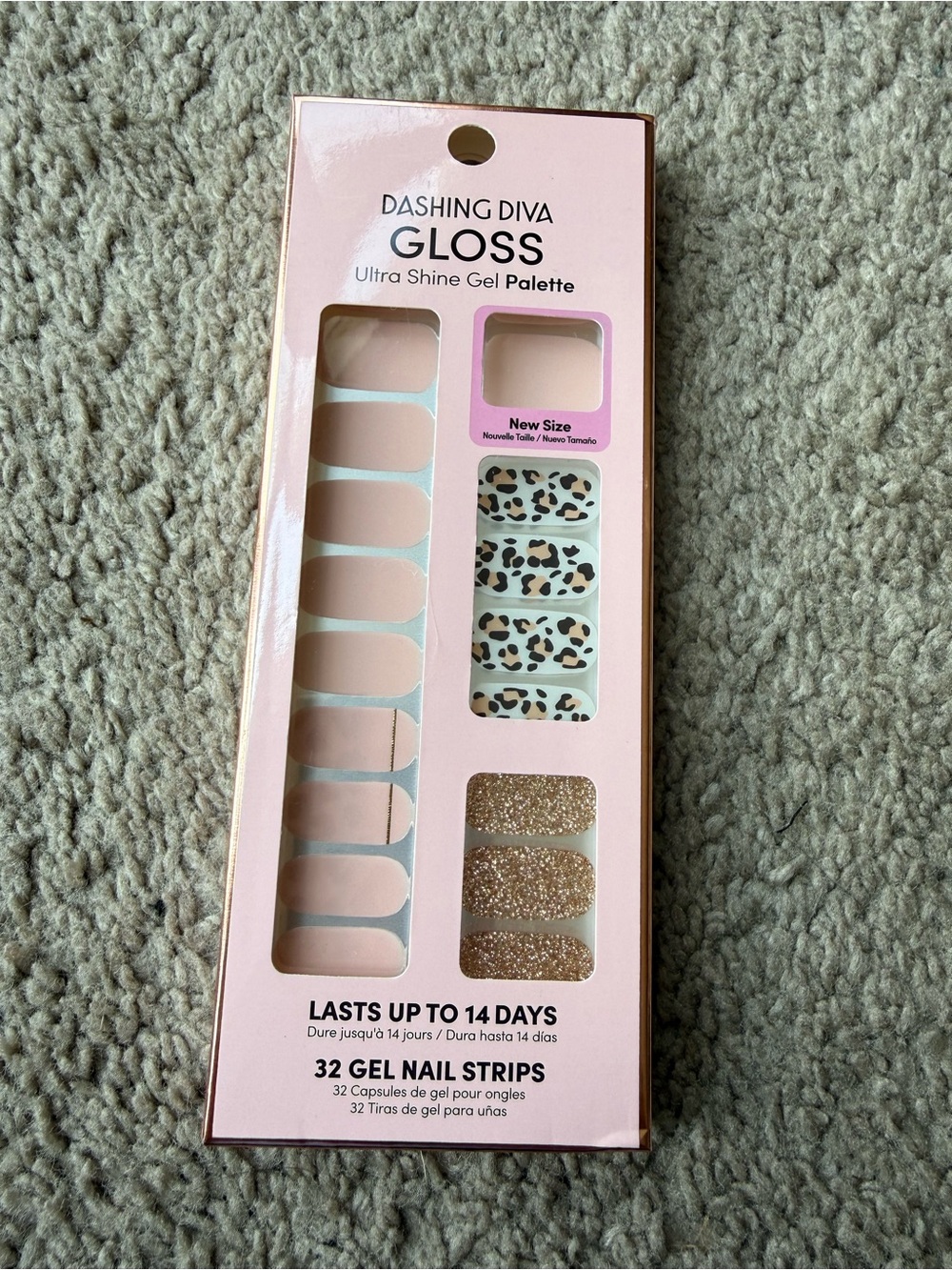 Dashing Diva Gloss Ultra Shine Gel Nail Strips - Pink & Gold Leopard
